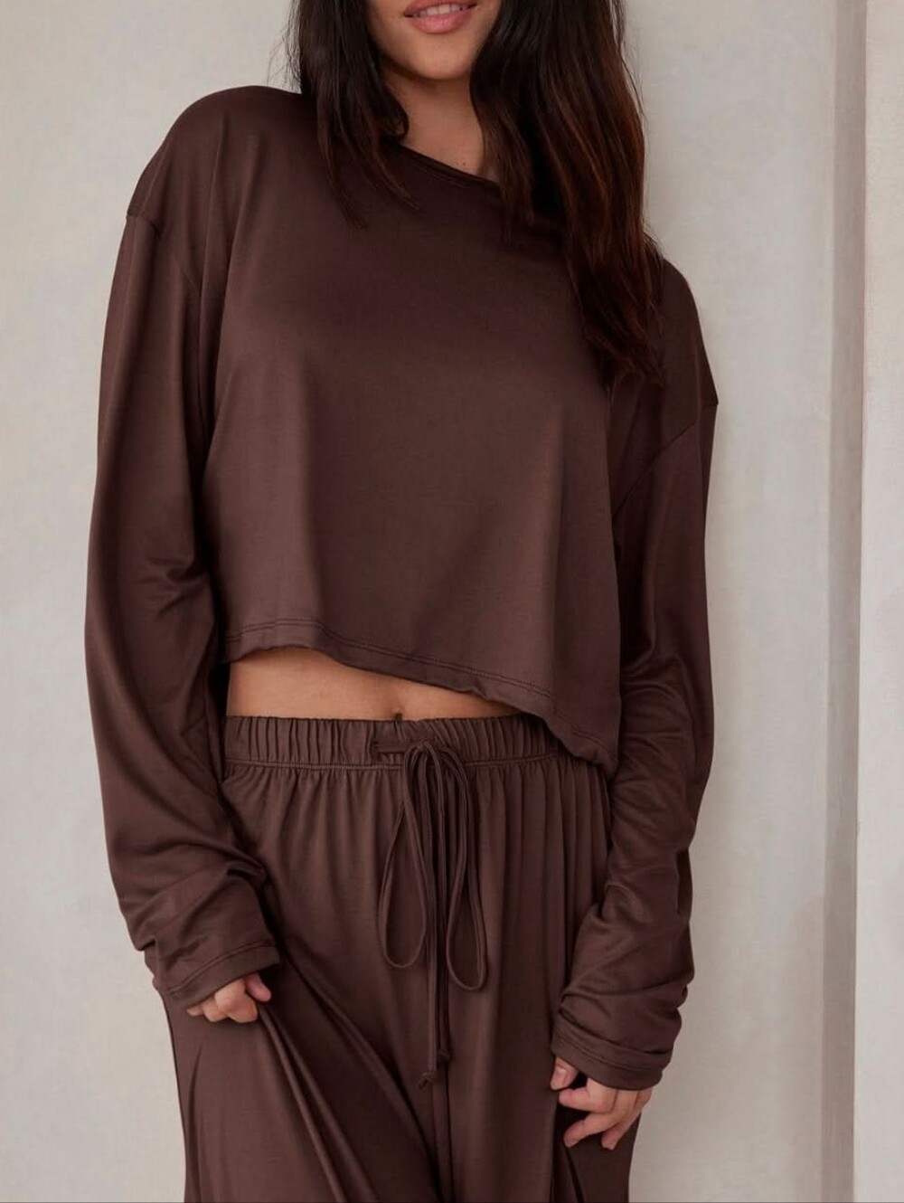 Bumpsuit the Cloud Long Sleeve Crop Tee Chocolate